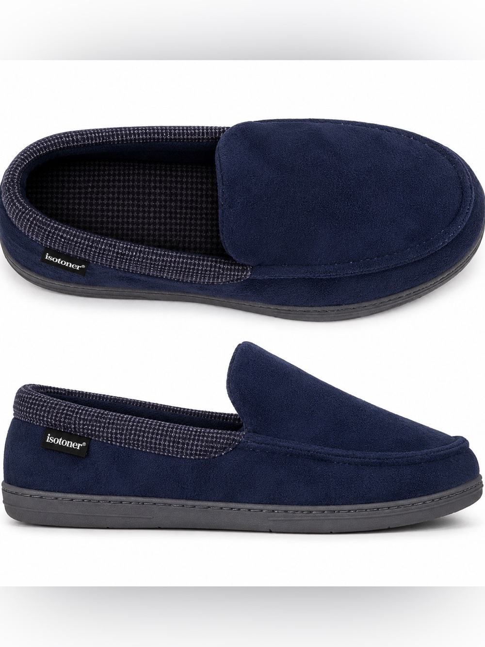 NWT Isotoner Signature Men’s Memory Foam Slippers Navy Blue Size M 8-9